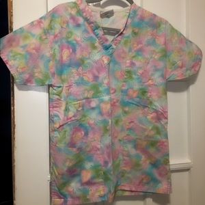 Medical scrub top hearts altered fits like small